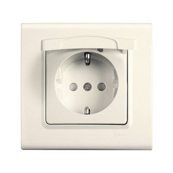 Розетка з з/к з з/ш з кришкою штепсельна Linnera крем VIKO 222055 фото