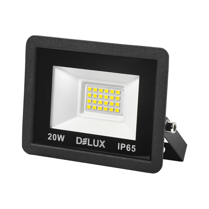 Прожектор LED 20Вт 6500K IP65 чорний DELUX 613251 фото