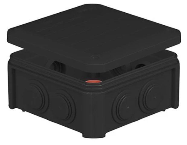 IB601Vintage Коробка розпод.зовн.поліпр.самозат.850&deg;С IP55 100х100х50мм з сальник.гумов.чорн. PLANK 150357 фото