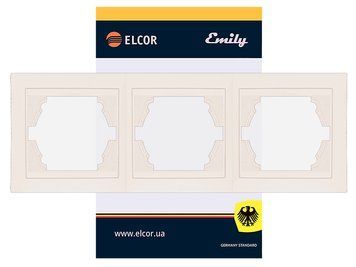 Рамка 3-місна горизонтальна Emily крем ELCOR РОЗПРОДАЖ СЕРІЇ 211531 фото