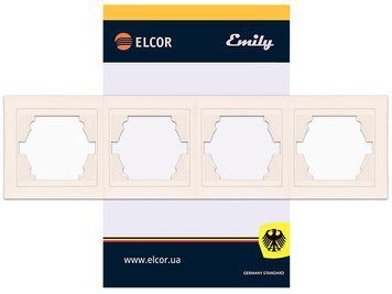 Рамка 4-місна горизонтальна Emily крем ELCOR РОЗПРОДАЖ СЕРІЇ 211533 фото