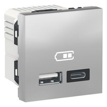 Подвійна USB розетка A+C Unica New алюміній NU301830 Schneider Electric 232166 фото