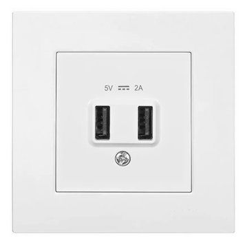 USB розетка 2-на (зарядка) 5В, 2.0A Karre Біла VIKO 221141 фото