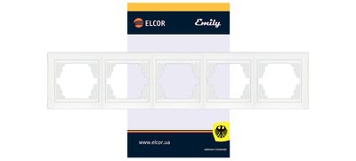 Рамка 5-місна горизонтальна Emily 9215 біла ELCOR 211564 фото