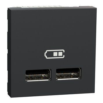 Розетка USB подввійна 2.1А 2 модулі Unica New антрацит NU341854 Schneider Electric 232295 фото