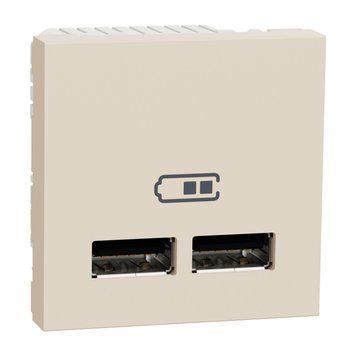 Розетка USB подвійна 2.1А 2 модулі Unica New бежевий NU341844 Schneider Electric 232294 фото