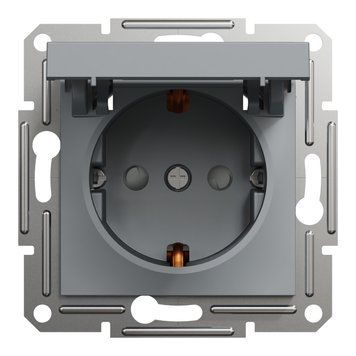 Розетка з з/к та кришкою Asfora сталь EPH3100162 Schneider Electric 231058 фото