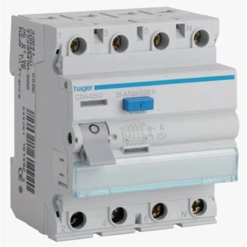 УЗО Hager 4Р АС 30mA 25A CDA425D 311090 фото