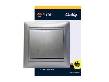 Вимикач 2-й прохідний Emily 9215 сірий металік ELCOR 211593 фото