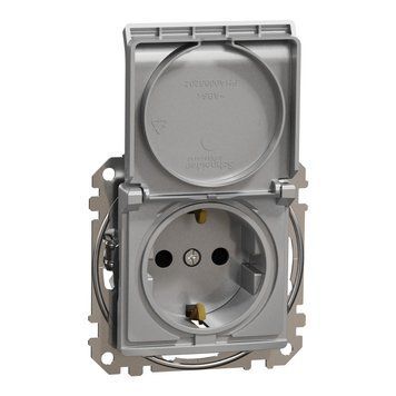 Розетка з/заз з з/шт та кришкою Sedna Design алюміній SDD113024 Schneider Electric 231493 фото