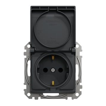 Розетка з/заз з з/шт та кришкою Sedna Design чорний SDD114024 Schneider Electric 231446 фото