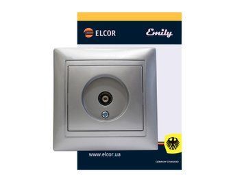 Розетка ТV Emily 9215 сірий металік ELCOR 211587 фото