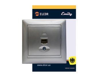 Розетка комп. RJ45 кат. 5e 125 МГц неекранована Emily 9215 сірий металік ELCOR 211584 фото