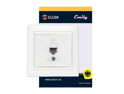 Розетка комп. RJ45 кат. 5e 125 МГц неекранована Emily 9215 білий ELCOR 211582 фото