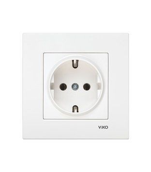 Розетка 1 скр. з/з VIKO Karre білий 221106 фото