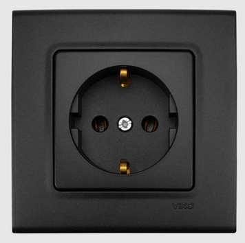 Розетка з з/к з з/ш з кришкою штепсельна Linnera S Чорна VIKO 222196 фото