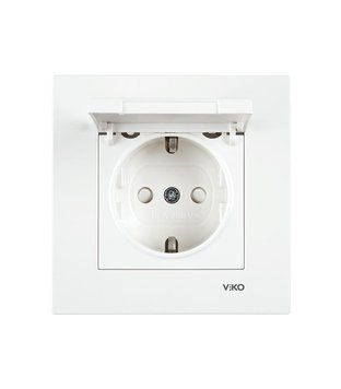 Розетка з/з з з/ш з кришкою VIKO Karre білий 221107 фото
