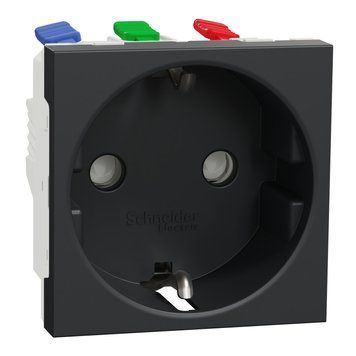 Розетка з з/з з шторками 16А самозаж. кл. Unica New антрацит NU305754 Schneider Electric 232189 фото