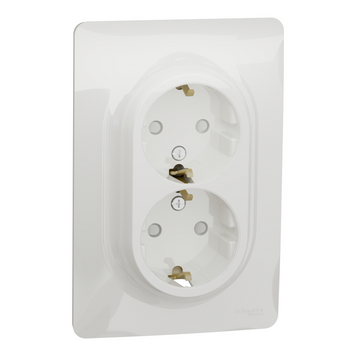 Розетка 2-а з з/з з шторками гвинт. заж. Unica New біла NU206718 Schneider Electric 232045 фото