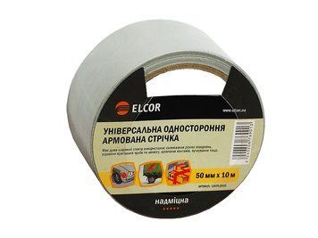 Універсальна одностороння армована стрічка ELCOR UNTPL5010 50мм*10м сіра 40206769 фото
