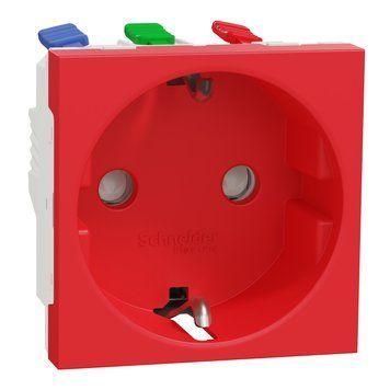 Розетка з з/з з шторками 16А самозаж. кл. Unica New червоний NU305703 Schneider Electric 232185 фото