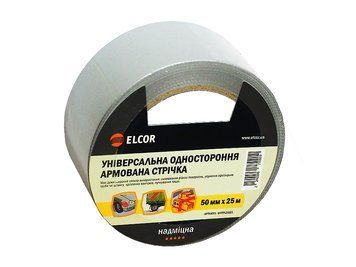 Універсальна одностороння армована стрічка ELCOR UNTPL5025 50мм*25м сіра 40206770 фото