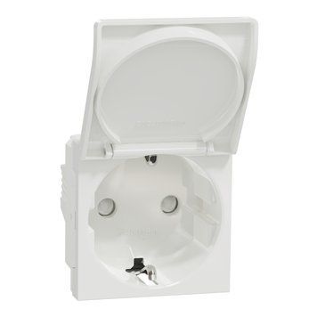 Розетка з з/з з шторками з кришкою 16А гвинт заж. Unica New білий NU303718TA Schneider Electric 232179 фото