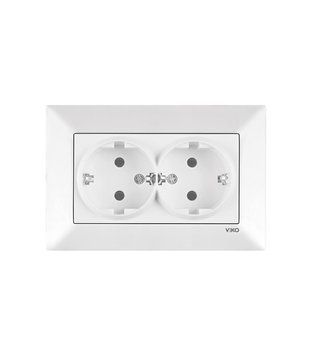 Розетка 2 скр. з/з VIKO Meridian білий 221410 фото