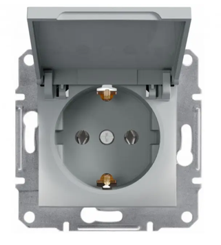 Розетка з з/к та кришкою Asfora алюміній EPH3100161 Schneider Electric 231071 фото